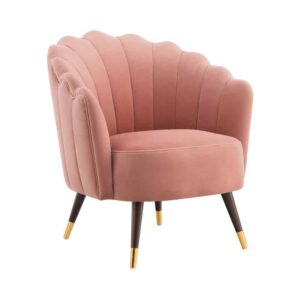 Camille Scallop Blush Velvet Brass Armchair - Avant Garde Furniture - Designer Furniture Store & Luxury Home Decor