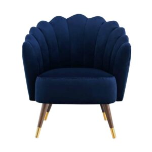 Camille Scallop Navy Velvet Brass Armchair - Avant Garde Furniture - Designer Furniture Store & Luxury Home Decor