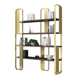 Campaign Brushed Gold Ebony Etagere Shelf - Avant Garde Furniture - Designer Furniture Store & Luxury Home Decor
