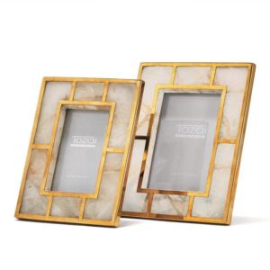Campaign White Quartz Brass Picture Frame 5 x 7 - Avant Garde Furniture - Designer Furniture Store & Luxury Home Decor