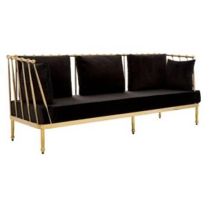 Campari Gold Black Velvet Sofa 210cm - Avant Garde Furniture - Designer Furniture Store & Luxury Home Decor