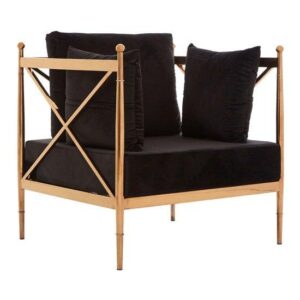 Capri Black Velvet Brass Armchair - Avant Garde Furniture - Designer Furniture Store & Luxury Home Decor