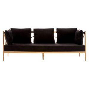 Capri Black Velvet Brass Sofa 210cm - Avant Garde Furniture - Designer Furniture Store & Luxury Home Decor