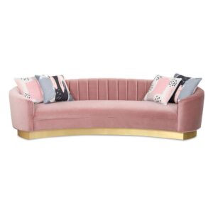 Capri Blush Velvet Gold Sofa 210cm - Avant Garde Furniture - Designer Furniture Store & Luxury Home Decor