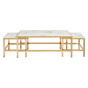 Capri Gold Glass Nest Coffee Table Set - Avant Garde Furniture - Designer Furniture Store & Luxury Home Decor