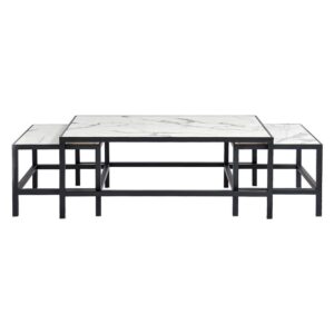 Capri White Marble Black Nest Coffee Table Set - Avant Garde Furniture - Designer Furniture Store & Luxury Home Decor
