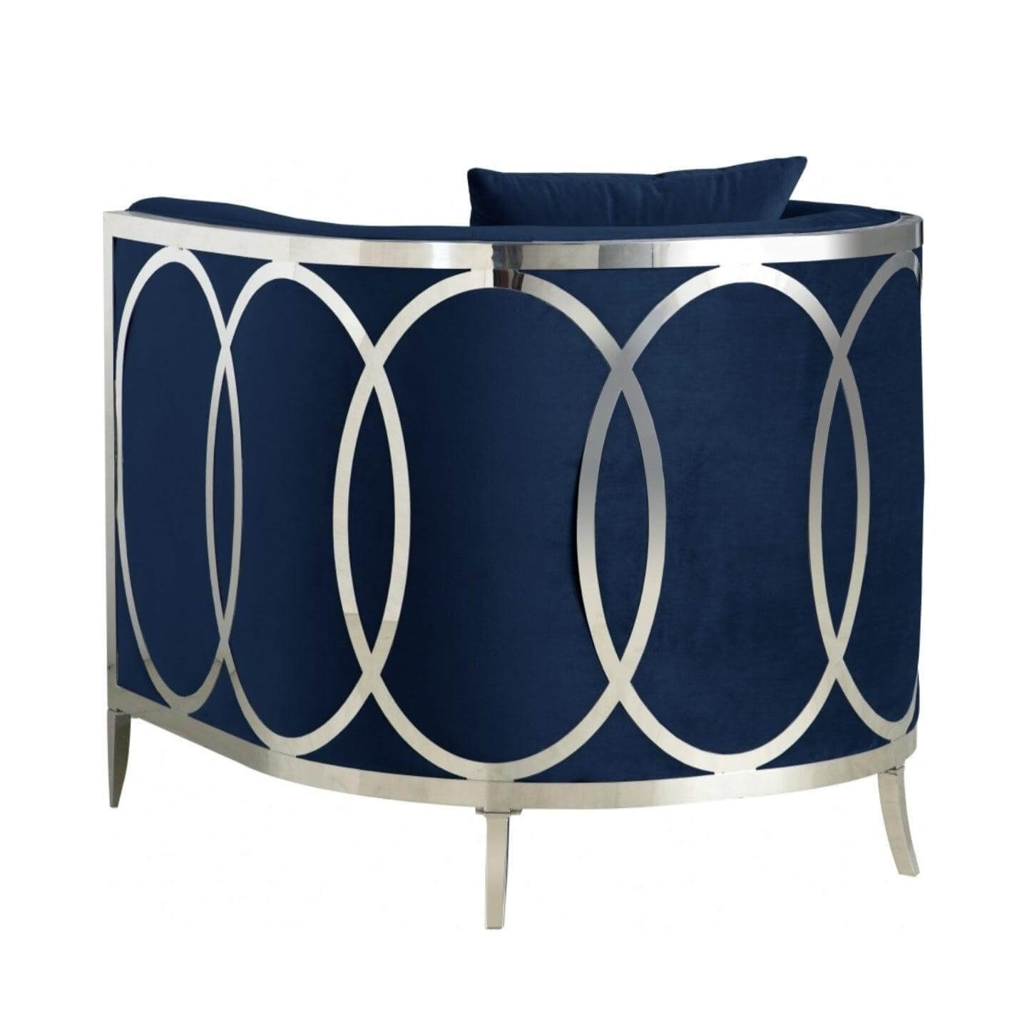Olympia Dark Blue Velvet Chrome Occasional Chair - Avant Garde Furniture - Designer Furniture Store & Luxury Home Decor