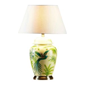 Caribbean Ceramic Jar Lamp with Natural Linen Shade - Avant Garde Furniture - Designer Furniture Store & Luxury Home Decor