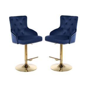 Carlson Navy Velvet Gold Counter Stool - Avant Garde Furniture - Designer Furniture Store & Luxury Home Decor