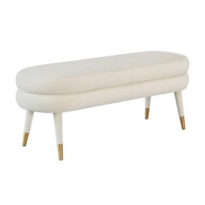 Marshmallow White Velvet Brass Bench - Avant Garde Furniture - Designer Furniture Store & Luxury Home Decor