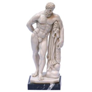 Carrara Marble Hercules Farnese Statue on Nero Marble Stand 33cm - Avant Garde Furniture - Designer Furniture Store & Luxury Home Decor