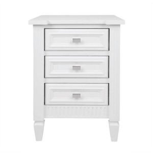 Carter White Silver Bedside Table - Avant Garde Furniture - Designer Furniture Store & Luxury Home Decor