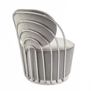 Cascade Grey Velvet Brushed Silver Chair - Avant Garde Furniture - Designer Furniture Store & Luxury Home Decor