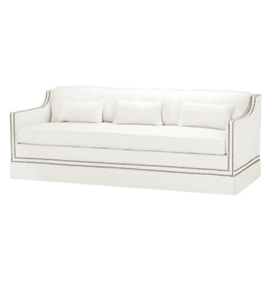 Castor White Linen Studded Sofa 225cm - Avant Garde Furniture - Designer Furniture Store & Luxury Home Decor