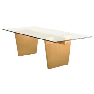 Centurion Brushed Gold Glass Dining Table - Avant Garde Furniture - Designer Furniture Store & Luxury Home Decor