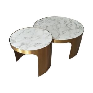 Cerutti Italian Marble Brushed Brass Coffee Table Set - Avant Garde Furniture - Designer Furniture Store & Luxury Home Decor