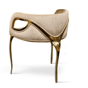 Chandra Light Beige Velvet Brass Chair - Avant Garde Furniture - Designer Furniture Store & Luxury Home Decor