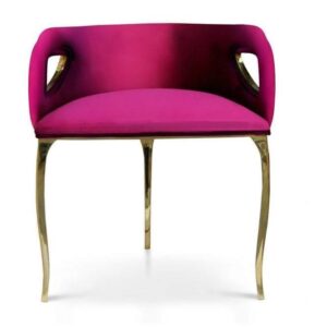 Chandra Fuscia Velvet Gold Chair - Avant Garde Furniture - Designer Furniture Store & Luxury Home Decor