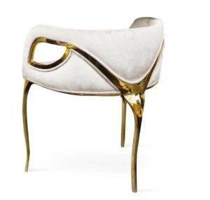 Chandra White Velvet Brass Chair - Avant Garde Furniture - Designer Furniture Store & Luxury Home Decor