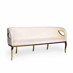Chandra White Velvet Gold Sofa 183cm - Avant Garde Furniture - Designer Furniture Store & Luxury Home Decor