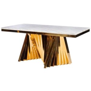 Chivas Regency White Marble Brass Dining Table 245cm - Avant Garde Furniture - Designer Furniture Store & Luxury Home Decor