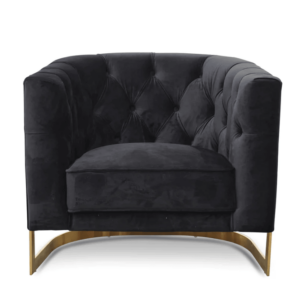 Calibre Black Velvet Brushed Gold Armchair - Avant Garde Furniture - Designer Furniture Store & Luxury Home Decor