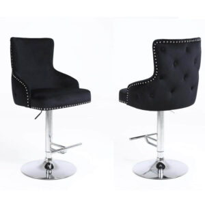 Claude Black Velvet Tufted Chrome Counter Stool - Avant Garde Furniture - Designer Furniture Store & Luxury Home Decor
