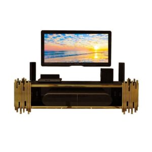 Clement Black Mirror Brass Media Console - Avant Garde Furniture - Designer Furniture Store & Luxury Home Decor