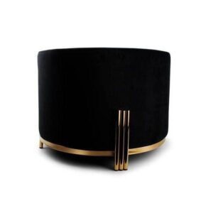 Clement Black Velvet Brass Ottoman - Avant Garde Furniture - Designer Furniture Store & Luxury Home Decor