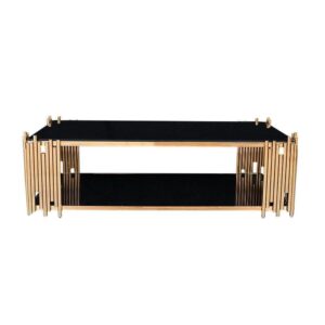 Clement Brass Black Glass Coffee Table 120cm - Avant Garde Furniture - Designer Furniture Store & Luxury Home Decor