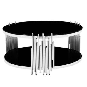 Clement Chrome Black Glass Coffee Table 100cm - Avant Garde Furniture - Designer Furniture Store & Luxury Home Decor