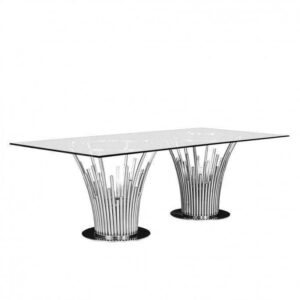 Clement Chrome Glass Dining Table 200cm - Avant Garde Furniture - Designer Furniture Store & Luxury Home Decor