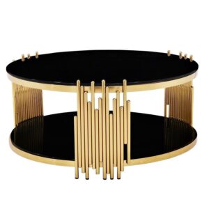 Clement Gold Black Glass Coffee Table 100cm - Avant Garde Furniture - Designer Furniture Store & Luxury Home Decor