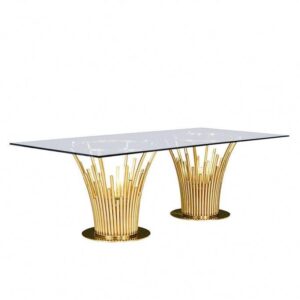 Clement Gold Glass Dining Table 200cm - Avant Garde Furniture - Designer Furniture Store & Luxury Home Decor