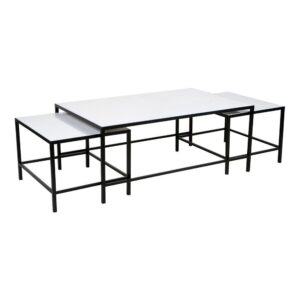 Cocktail Black Iron White Stone Nest Cofee Table - Avant Garde Furniture - Designer Furniture Store & Luxury Home Decor