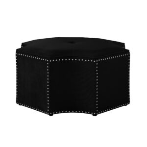 Cocktail Black Velvet Studded Ottoman - Avant Garde Furniture - Designer Furniture Store & Luxury Home Decor