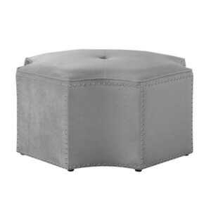 Cocktail Grey Velvet Studded Ottoman - Avant Garde Furniture - Designer Furniture Store & Luxury Home Decor