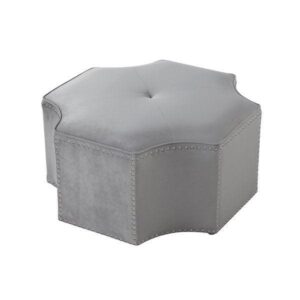 Cocktail Grey Velvet Studded Ottoman - Avant Garde Furniture - Designer Furniture Store & Luxury Home Decor