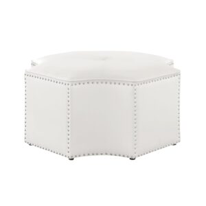Cocktail White Velvet Studded Ottoman - Avant Garde Furniture - Designer Furniture Store & Luxury Home Decor