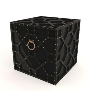 Compagnie Black Metal Gold Studded Trunk - Avant Garde Furniture - Designer Furniture Store & Luxury Home Decor