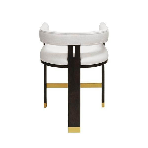 Connor Dark Oak Brass White Linen Counter Stool - Avant Garde Furniture - Designer Furniture Store & Luxury Home Decor