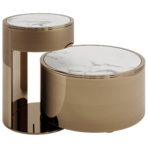 Casa White Marble Bronze Sidetable Set - Avant Garde Furniture - Designer Furniture Store & Luxury Home Decor