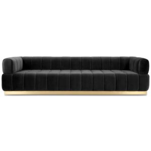 Continental Black Velvet Brass Sofa 309cm - Avant Garde Furniture - Designer Furniture Store & Luxury Home Decor