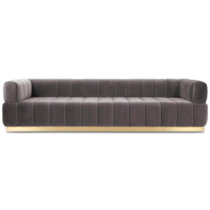Continental Grey Velvet Brass Sofa 309cm - Avant Garde Furniture - Designer Furniture Store & Luxury Home Decor