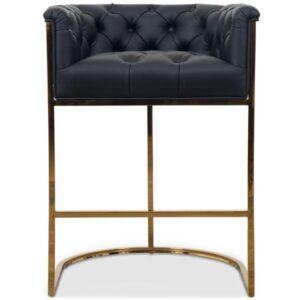 Corfu Black Leather Cowhide Gold Counter Stool - Avant Garde Furniture - Designer Furniture Store & Luxury Home Decor