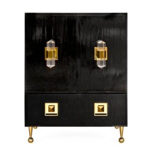 Crawford Black Lacquered Brass Tall Cabinet - Avant Garde Furniture - Designer Furniture Store & Luxury Home Decor