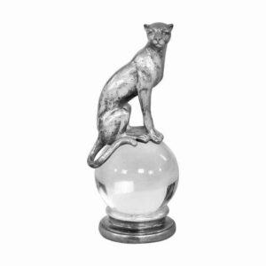 Crystal Ball Gilded Silver Leopard Statue - Avant Garde Furniture - Designer Furniture Store & Luxury Home Decor