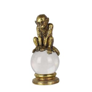 Crystal Ball Gilded Sitting Monkey Statue - Avant Garde Furniture - Designer Furniture Store & Luxury Home Decor