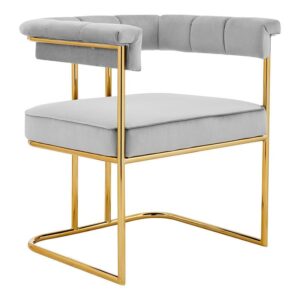 Dahlia Dove Grey Velvet Gold Armchair - Avant Garde Furniture - Designer Furniture Store & Luxury Home Decor
