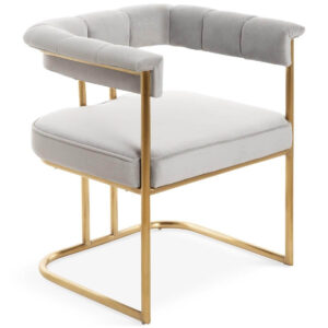 Dahlia Light Grey Velvet Brushed Gold Armchair - Avant Garde Furniture - Designer Furniture Store & Luxury Home Decor